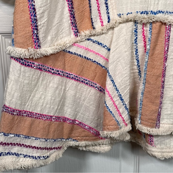 Anthropologie Holding Horses Elira Striped Boho Dress Sz S Frayed Trim - Picture 7 of 13